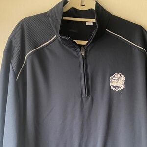 Navy Quarter-Zip Pullover with Embroidered Logo